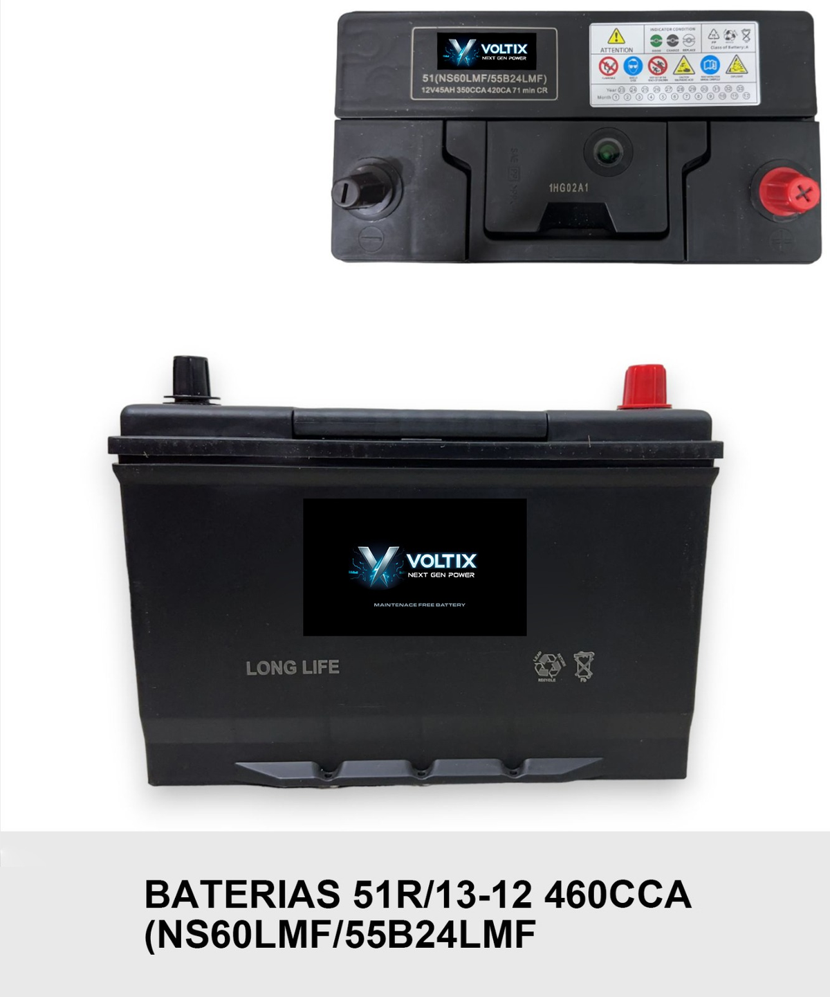 Batería VOLTIX NS60LMF 55B24LMF 12V 45Ah 350CCA Long Life