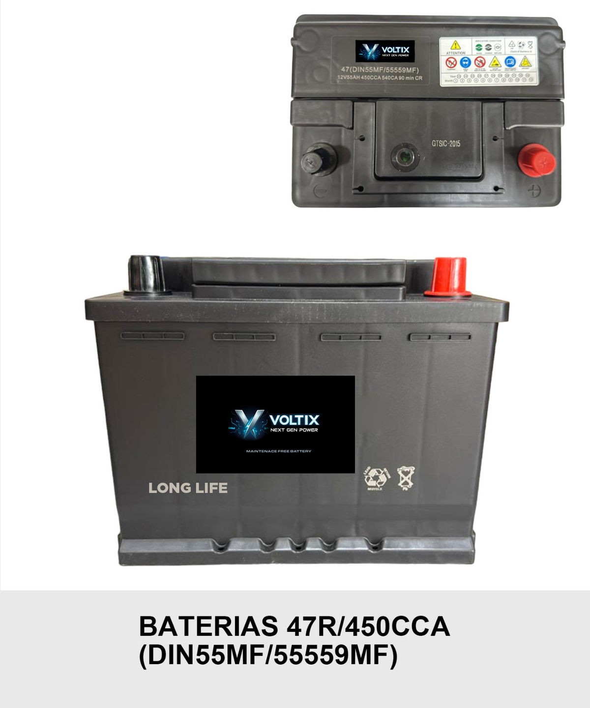 Batería VOLTIX 55559MF DIN55MF 12V 55Ah 450CCA Long Life