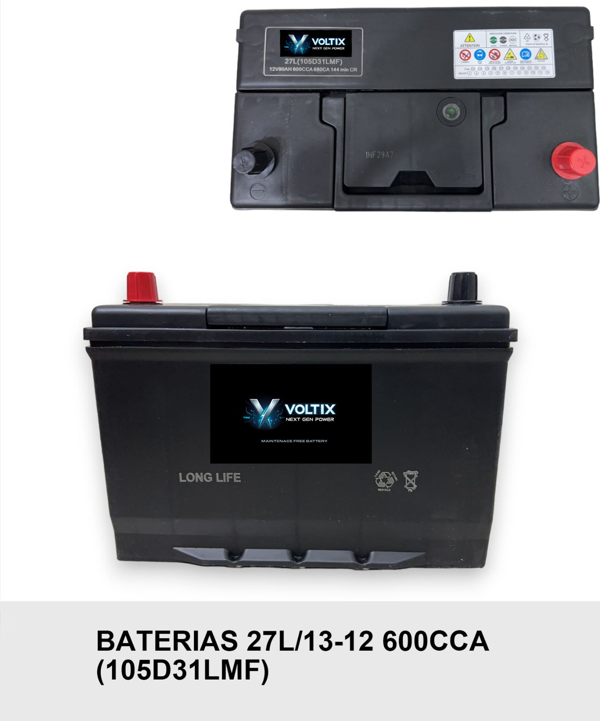 Batería VOLTIX 105D31LMF 12V 90Ah 600CCA Long Life