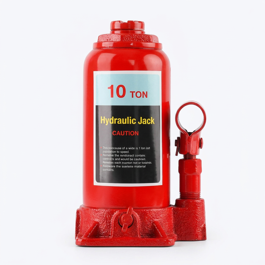 Imagen individual del gato hidráulico rojo de 10 toneladas 815-76005, editada con IA a partir del catálogo