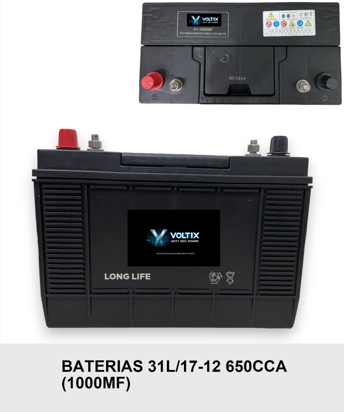 Batería VOLTIX 1000MF 12V 100Ah 650CCA Grupo 31 Long Life