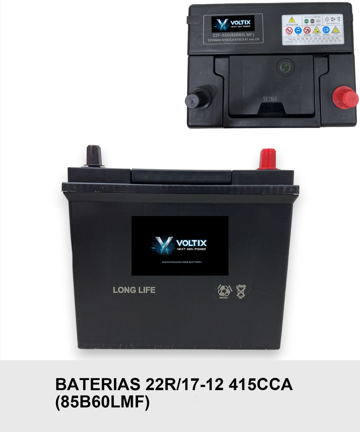 Batería VOLTIX 85B60LMF 12V 55Ah 415CCA Long Life