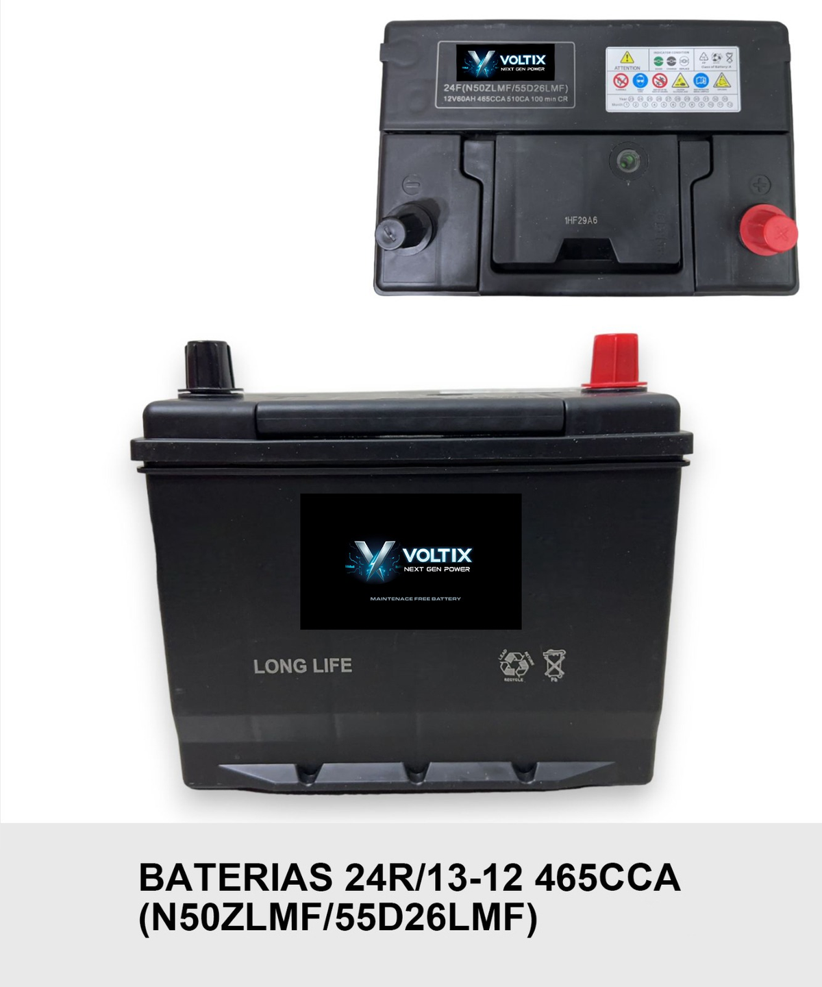 Batería VOLTIX N50ZLMF 55D26LMF 12V 60Ah 465CCA Long Life