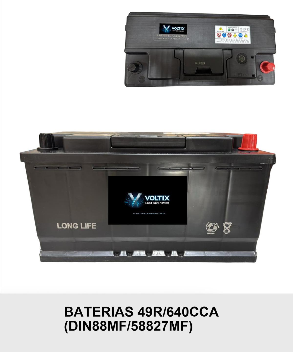 Batería VOLTIX 58827MF DIN88MF 12V 88Ah 640CCA Long Life